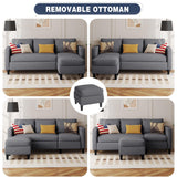 Shintenchi Small Sectional Couch Sofas, L Shape Sofa with Ottoman, Fabric Upholstered Convertible Sofa Couches, Small Couch for Apartments, Living Room and Office (Dark Grey) Shintenchi