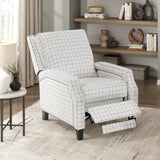 Lexicon Pushback Recliner Chair, Plaid Textured Fabric Armchair Push Back Reclining Chair, Nailhead Trim, Solid Wood Legs, Easy Assembly for Living Room/Office/Apartment, Off-White Lexicon