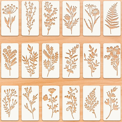 18 Sheet Reusable Flower Stencils for Painting,Stencils for Painting on Wood,Large Floral Stencil Templates with Leaf Vine Designs for DIY Crafts,Home Decor,Furniture Art