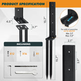 TANIVO 4 Pack Heavy Duty Steel Fence Post Anchor Repair Kit with Adjustable Width Connection and Reinforced Base for Repairing Tilted/Broken Wood Fence Post Support TANIVO