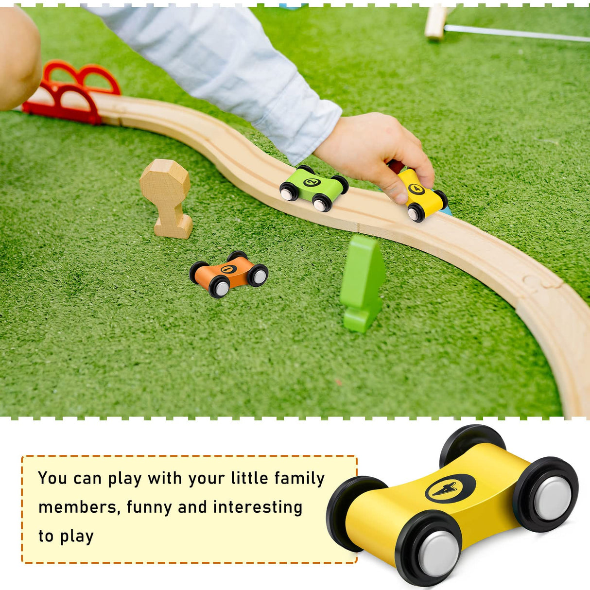 4 Pieces Wooden Car Ramp Race Track Toys for Aged 1 2 3, Christmas Party Present Wooden Car Ramp Racer Mini Cars Play Set Replacement Cars, 4 Pieces Zhanmai