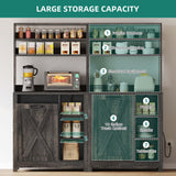 YITAHOME Bakers Rack Microwave Stand with Trash Can Storage Bin Cabinet and Power Outlet, 6-Tiers Farmhouse Kitchen Tall Thickened Coffee Bar Station with Adjustable Shelf (Rustic Oak) YITAHOME