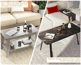 Coffee Table, Coffee Table for Living Room, Modern Farmhouse Coffee Table with Storage Shelf, 2-Tier Living Room Table Rectangular Center Table, Home Office Industrial Cocktail Tables, Grey Garvee