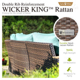 Sophia & William Patio Furniture Set, 10 Piece Half Moon Outdoor Wicker Sectional Sofa Set, High Back Rattan Conversation Set with Ottoman for Backyard, Deck, Pool(Aqua Blue) Sophia & William