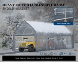 AMERLIFE 12 x 30 FT Walnut-Shaped Carport with Galvanized Frame, Roll-Up Doors & Mesh Windows, Heavy Duty Outdoor Canopy with Reinforced Ground Stacks, for Truck & Boat, Silver Gray AMERLIFE