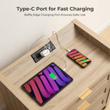 SICOTAS Rattan Nightstands Set of 2 Bedside Table - Larger Night Stand with Type-C Charging Station, 3 Drawers Storage - Boho Night Stands End Table for Bedroom - Light Oak SICOTAS