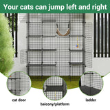 LotFun Large Cat Cage, 5-Tier DIY Catio Outdoor Cat Enclosure, Cat House with 5 Door 12 Jumping Platforms Hammock, Detachable Patio Cat Crate Ideal for 1-4 Cats LotFun