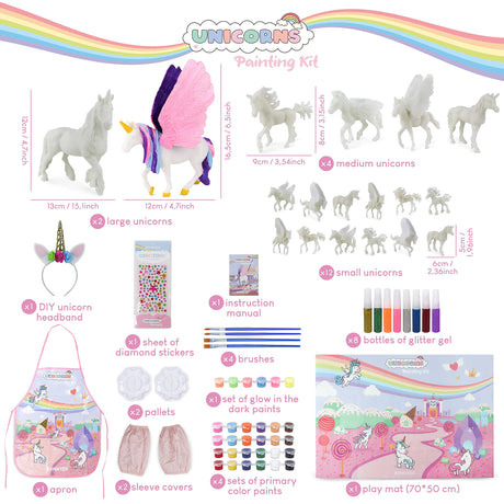 BONNYCO Unicorns Gifts for Girls Painting Kit with 18 Figurines Painting for Kids with Glow in The Dark | Girl Toys 3 4 5 6 7 8 9 10 Years Crafts Kids Gifts Birthday Christmas | Unicorn Toys Niñas BONNYCO