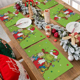 DAZONGE Set of 6 Christmas Table Placemats, Green Xmas Placemats for Dining Table Decor, Washable Table Mats for Christmas Holiday Home Kitchen Decor DAZONGE