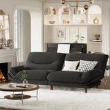 Homall Futon Sofa Bed, Modern Loveseat Futon Couch with Adjustable Backrest and Armrests, Sleeper Sofa Bed with Wood Frame for Living Room, Office, Apartment (Fabric, Black) Homall