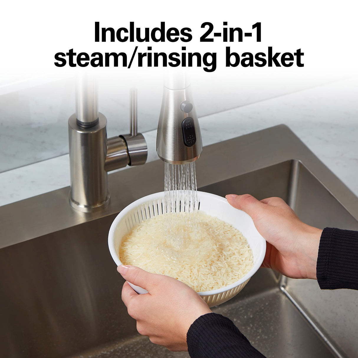 Hamilton Beach Digital Programmable Rice Cooker & Food Steamer, 8 Cups Cooked (4 Uncooked), With Steam & Rinse Basket, Stainless Steel (37518) Hamilton Beach