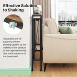 Kitstorack Rustic Brown Narrow Console Table for Behind Sofa, Elevated Rear Fence & Built-in Power Outlets, Includes 6.5' Power Cord, 5.9" D x 39.4" L x 33.3" H Kitstorack