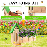 4-in-1 Butterfly House Feeder Bee House with Flower Pot, Wooden Butterfly Houses for The Garden, Butterfly Feeders for Outdoors, Natural Butterfly Garden Kit Habitat for Outside Beyoogeem