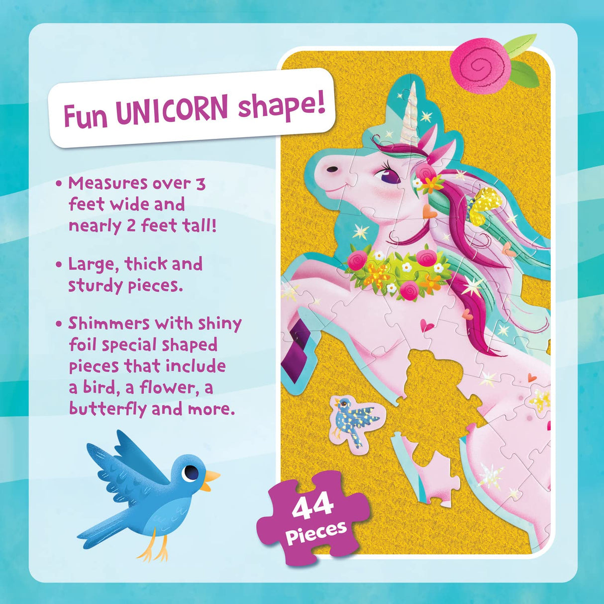 PEACEABLE KINGDOM Shimmery Unicorn Floor Puzzle, 1 EA Peaceable Kingdom