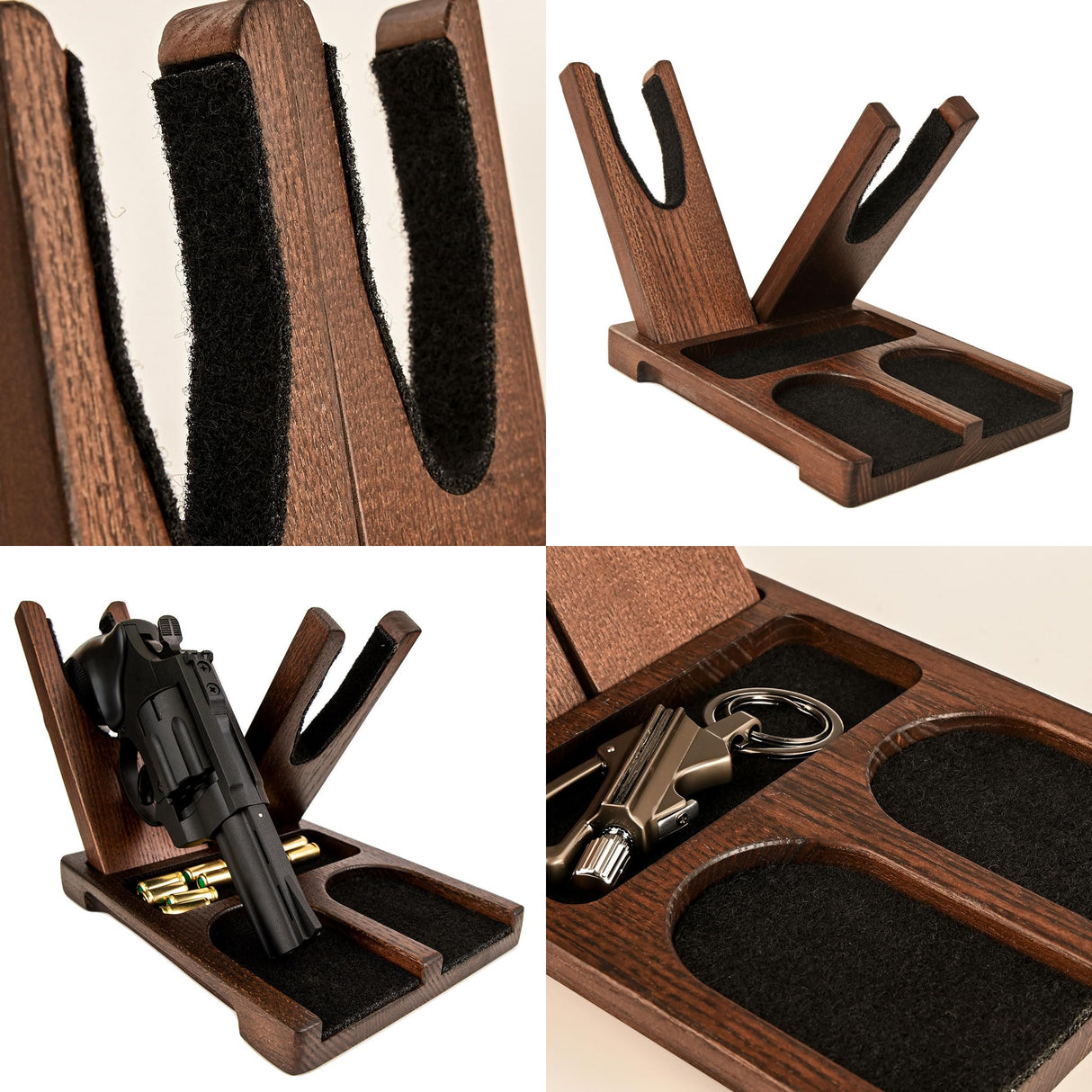 TESLYAR Wood Pistol Rack for Gun Safe – Gun Storage for 2 Handguns or Revolvers – Gun Safe Accessory – Gun Safe Organizer Cabinet Storage – Handmade from Ash Wood – Great Idea Gifts for a Gun Lover TESLYAR