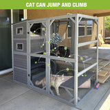 Cat House Catio Outdoor Cat Enclosure 76.8" Large Kitty Shelter for Cats Outdoor Patio,Large Weatherproof Cat Cage with Window,Resting Box GUTINNEEN