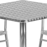 Flash Furniture Aluminum 5-Piece Patio Dining Set with Square Table and 4 Slat Back Chairs, Indoor/Outdoor Bistro Table and Chairs Set, Silver Flash Furniture