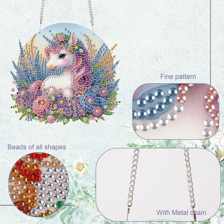 TDFERAN Diamond Painting Pendant Unicorn DIY Diamond Art Ornament Kits Arts and Crafts for Adults Gem Art Hanging for Wall Home Window Decor Paint by Numbers for Abults Painting Art Work TDFERAN