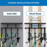 Mount-It! WheelsUp Bike Storage Rack with Shelf | Wall Mounted Garage Organizer Holds 5 Bikes | Adjustable Padded Hooks, Max Capacity 385 lbs | Space-Saving Solution Mount-It!