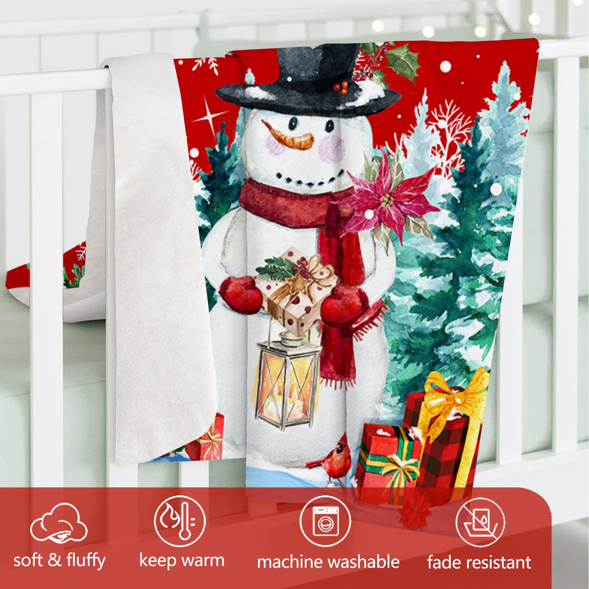 Christmas Blanket, Snowman Christmas Throw Blanket, Xmas Decorations for Home, Soft Red Snowman Blankets 50" X 60" pinata