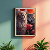 Amz Camel DIY 5D Diamond Art Kits for Adults, 30x40cm Two Cats with Roses Crystal Bead Painting, Modern Artwork for Relaxation and Gift Giving Amz Camel