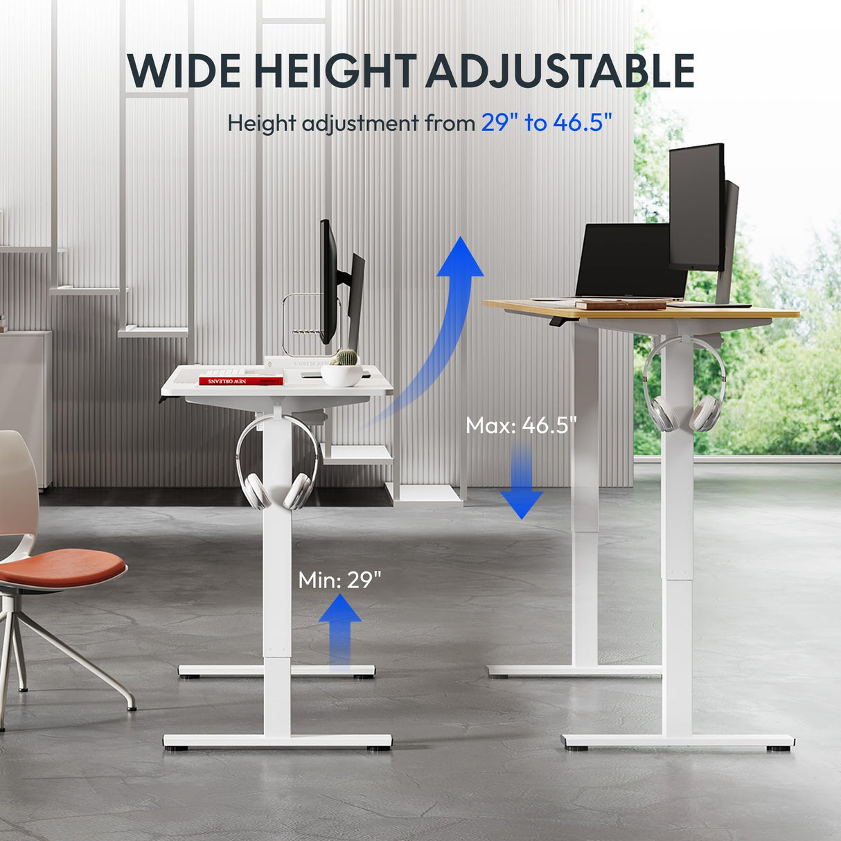FLEXISPOT Electric Standing Desk 48 x 24 Inch Adjustable Height Desk Home Office Computer Workstation Sit Stand Desk, White Top + White Frame FLEXISPOT