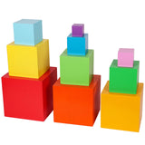 TOWO Wooden Stacking Boxes Rainbow Colours-Nesting and Sorting Cups Blocks for Toddlers-Stacking Cubes Educational Learning Toys for 2 Years Old Montessori Materials Toys of Wood Oxford