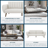 Novogratz Brittany 82 Inch Futon Sofa Bed, Upholstered Couch Sleeper with Tufted Back, Mid-Century Modern, Light Gray Novogratz