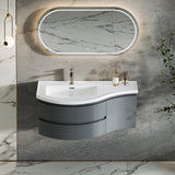 Weibath Floating Vanity 35" Floating Curved Bathroom Vanity Wall Mounted Half-Circle Bathroom Cabinet Weibath
