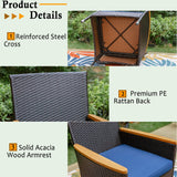 Sophia & William 7 Pieces Patio Dining Set with 13ft Navy Patio Umbrella, Outdoor Dining Set for 6 People, 60” Metal Patio Table and Rattan Chairs, Outdoor Patio Furniture with Seat Cushion Sophia & William