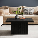 Tribesigns Square Coffee Table, 31.5-Inch Fluted Coffee Table, Mid-Century Modern Living Room Table, Large Cocktail Table for Living Room, Easy Assembly, Black Tribesigns