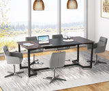 Tribesigns 6FT Conference Table, 70.8L x 31.5W inch Meeting Table for Office Conference Room, Modern Rectangular Seminar Training Table, Metal Frame, Rustic Brown/Black Tribesigns