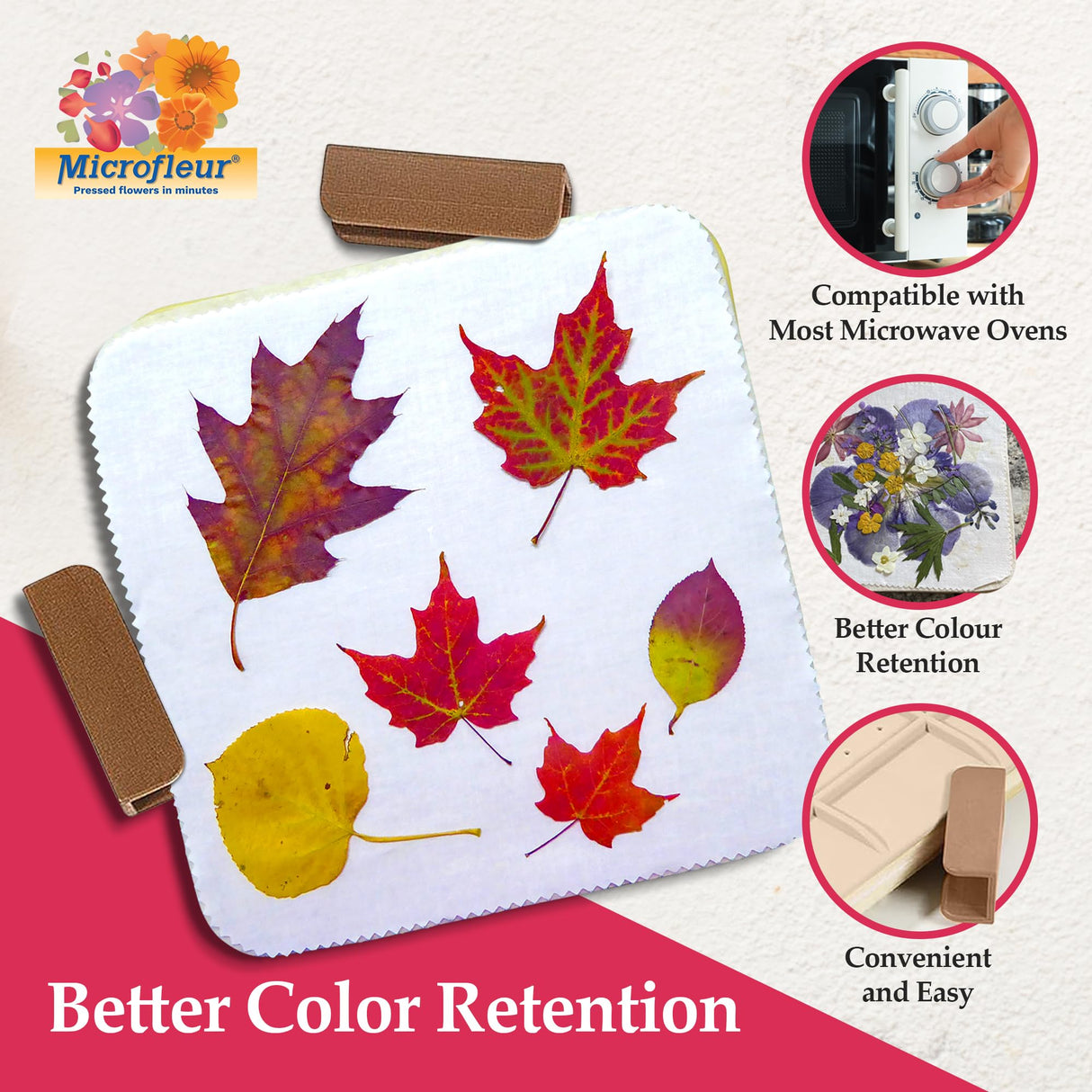 Microfleur Microwave Flower Art Press Kit for Kids and Adults - DIY with Washable Absorbent Cloth, Ideal for Plant Lovers 5" (13 cm) Microfleur