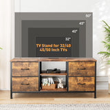 YaFiti TV Stand Dresser for Bedroom, Entertainment Center with Power Outlet for 50" TV, Dressers with 4 Fabric Drawers & Open Shelves for Living Room, Bedroom, Entryway, Rustic Brown YaFiti
