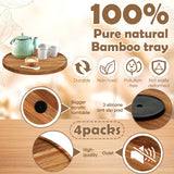 Kigley 4 Pcs Acacia Wood Lazy Susan Organizers Lazy Susan Turntable for Cabinet Non Skid Kitchen Tray for Counter Pantry Spice Salt Pepper Olive Oil Table Organization and Storage (10 Inch) Kigley