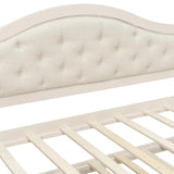 Merax Twin Daybed with Trundle and 2 Storage Drawers, Wooden Sofa Bed Twin Bed Frame with Upholstered Button Tufted Backrest for Living Room, Bedroom, Guest Room (Beige) Merax