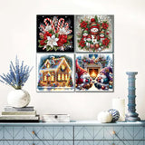 Paint by Numbers for Adults and Kids Beginner, 4 Pack Christmas Painting by Number Kits On Canvas, Number Artist Paint by Number Kit DIY Oil Painting Acrylic Paints, Home Wall Decor 10x10in Fairyland JinWenn