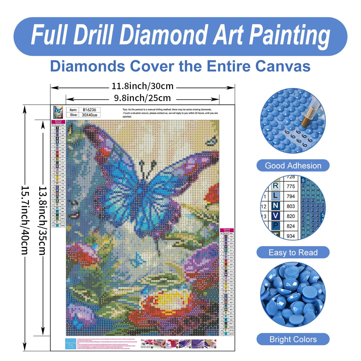 Camocin Diamond Art Kits for Adults Butterfly, 5D Flowers Diamond Painting Kits for Adults Beginners, DIY Butterfly Full Round Dots Drill Gem Art Kit for Gift Home Wall Decor 12 x 16 Inch Camocin