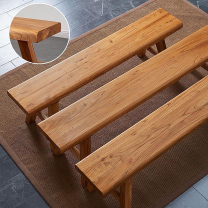 ZPrestiCraftbl Wood Bench Indoor - 39.3in Farmhouse Decor Entryway Bench, Dining Bench, Natural Solid Wood,Durable Shoe Changing Bench for Bedroom or Bathroom