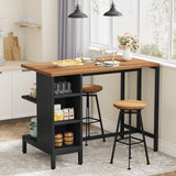 Tribesigns Kitchen Island, Kitchen Shelf Kitchen Bar Table with 5 Open Storage Shelves and Large Worktop, Industrial Butcher Block Island (Stools Not Included) Tribesigns