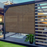 SunnyRoyal Patio Shades Roll Up Outdoor Exterior Roller Shades Roll Up Blinds for Patio Yard Deck Porch Balcony Backyard 7' W X 12' L Brown SunnyRoyal