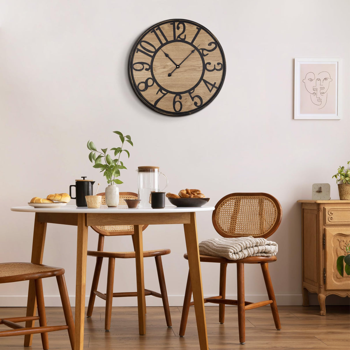 Maxstar Wall Clock Silent Bronze Rustic Farmhouse Metal & Wood Clocks with Arabic Numeral, Battery Operated Wall Clocks Decorative for Living Room Bedroom Office Home Decor 13inch Maxstar