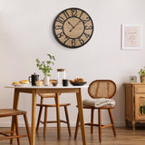 Maxstar Wall Clock Silent Bronze Rustic Farmhouse Metal & Wood Clocks with Arabic Numeral, Battery Operated Wall Clocks Decorative for Living Room Bedroom Office Home Decor 13inch Maxstar