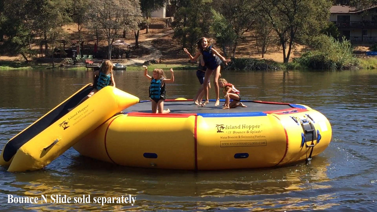 Island Hopper 17' Bounce N Splash Padded Water Bouncer Island Hopper