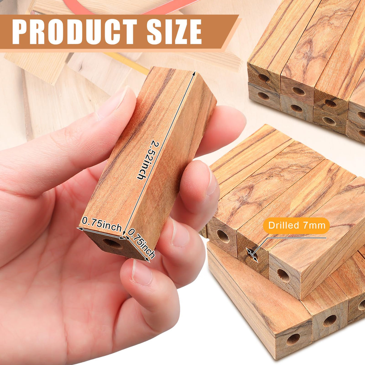 DoubleFill 20 Pcs Pre Drilled 7mm Olive Wood Pen Blanks for Woodturning Pen Turning Kit for Pen Making Supplies DIY Crafts, 2 1/2" x 3/4" x 3/4" DoubleFill