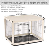Dog Crate Furniture with Removable Top Cover, Wooden Crate with Tray, Dog Kennel Indoor for Medium/Large Dogs(White, 37.4" L*25.9W*25.8H) Furnipeture