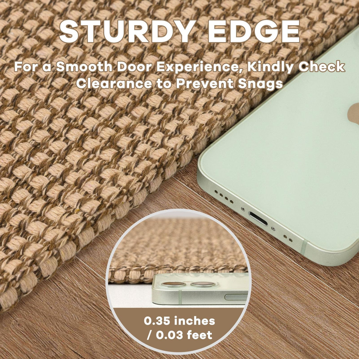 EARTHALL Woven Runner Rug 2x5 Ft Washable Runners for Hallways Cotton Non Slip Rubber Backed Kitchen Runner Braided Indoor Floor Carpet for Entryway, Hallway, Kitchen, Bedroom, Orange/Tan/Brown EARTHALL
