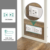 YITAHOME Microwave Stand Bakers Rack w Power Outlet, Coffee Bar Kitchen Freestanding Utility Storage Shelf for Pantry Appliance Spice Pot Pan Organizer w Thickened Counter 6 Hook 39", Oak & White YITAHOME