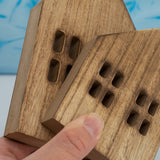 TFoRibbon House Shaped Wooden Sign Block Farmhouse Home Sign Tiered Tray Decor 2 Pack (Brown) Melostu