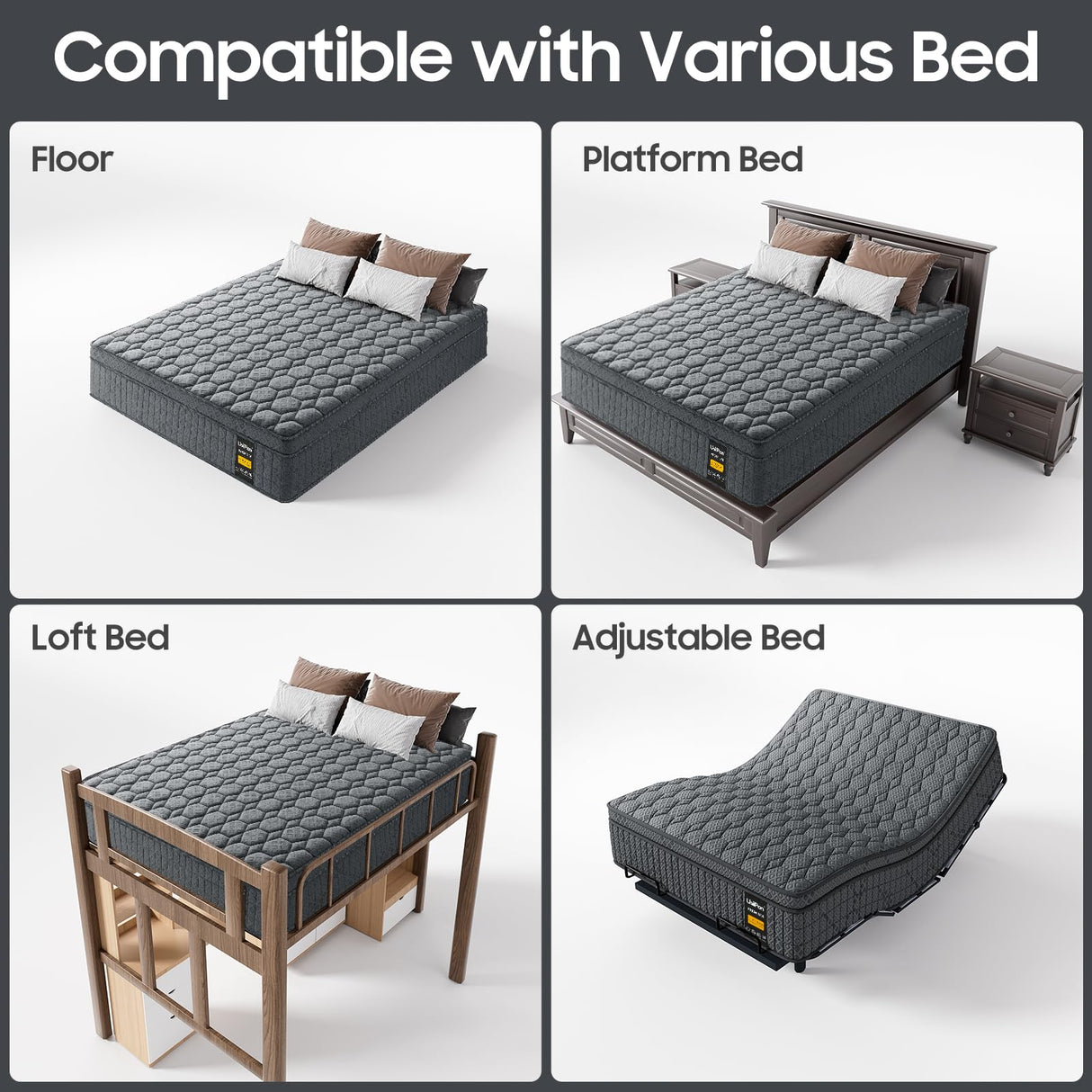 UniPon King Size Mattress, 14 inch Hybrid Mattress with Extra Back and Lumbar Hip Support, Fiberglass Free, 365 Nights Trial & Forever Warranty, Motion Isolation, Enhenced Edge Support, Extra Firm UniPon